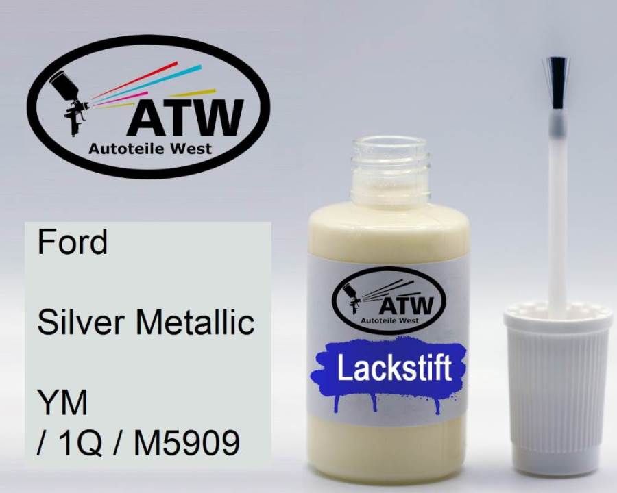 Ford, Silver Metallic, YM / 1Q / M5909: 20ml Lackstift, von ATW Autoteile West.